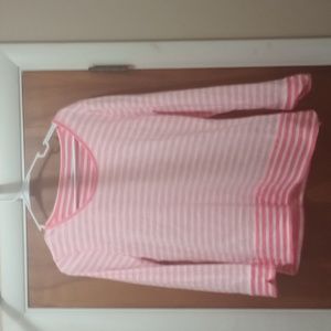 Pink and white stripe long sleeve shirt